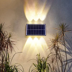 Solar Powered Wall Lights for Outside up and Down Fence Mount LED Outdoor Decorative Waterproof Lamps for Porch Deck Patio