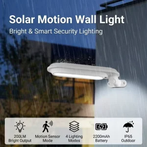 Solar-Powered Waterproof Outdoor Wall-Mounted Security Light with PIR Motion Sensor
