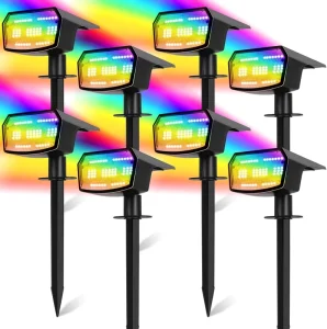 Solar Spot Lights Outdoor Waterproof IP65 Color Changing Solar Landscape Spotlights 60 LED for Garden Pathway Driveway Walkway