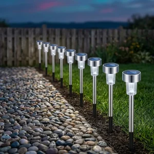 Solar Stainless Steel LED Garden Lights Waterproof Wall Mounted Warm White Battery Operated ROHS Certified