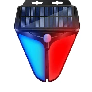 Solar Strobe Warning Light with 90dB Alarm Motion Sensor IP65 Waterproof 4 Working Modes ABS Outdoor Security Light