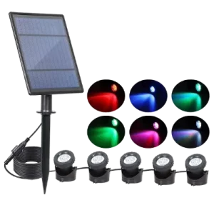 Solar Underwater Light Outdoor 1*5 RGB Base-Mount Spotlight IP65 Garden Landscape Light Control
