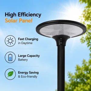 Solar Villa Lawn Fixture with 2300lm Dual CCT LiFePO4 Battery IP65 for Lakeside Walkway Garden Yard Lighting