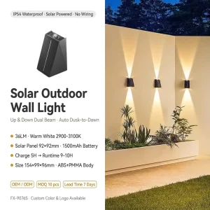 Solar Wall Light Outdoor Courtyard Lighting Waterproof LED Solar Garden Light 2W 6W 8W OEM Available for Wall Lamp