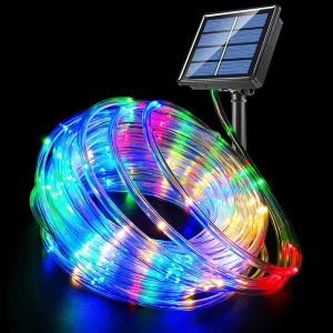 Solar Waterproof Tube LED Christmas Decorative Multi Color Rope String Lights Outdoor for Garden Patio Party Weddings Decor