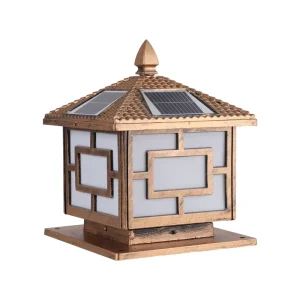 Solar and Mains Dual use Dimmable Post Lamp New Chinese Style Outdoor Aluminum Profile Garden Fence Villa LED Courtyard Light