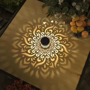 Solar powered Outdoor Wall Lamp Waterproof Spotlight Effect Mandala Pattern Sensor Courtyard Light Iron Art Solar Lantern Light