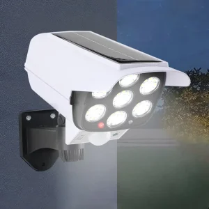 Solar powered security light with camera IP65 waterproof motion sensor wall light for garden gate deterrent outdoor lighting