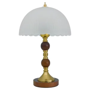 Solid Wood Nordic Bedside Table Lamp with Retro Glass Shade