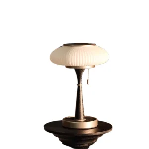 Solid Wood Table Lamp Living Room American Retro High End Ornament Bedroom Bedside Table Mid Century White Amber Lamp
