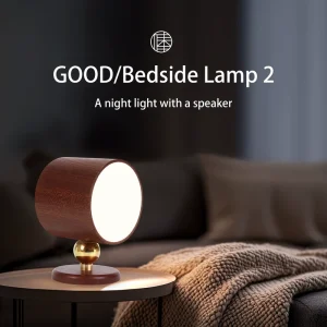 Solid Wood Touch LED Bedside Lamp 3 Brightness Levels Rechargeable 4000K Night Light for Bedroom and Hotel