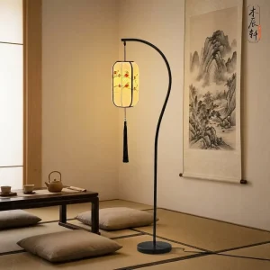 Song Dynasty Aesthetic Retro Southeast Asian Zen Style Floor Lamp for Living Room Bedroom Study Tea Room Bedhead Decoration