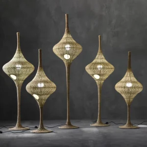 Southeast Asia Modern Iron Rattan Art LED E27 Floor Lamp for Living Room Bedroom Restaurant Hotel