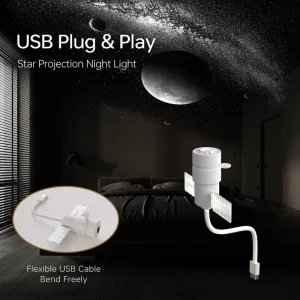 Space Satellite Starry Sky Projection Lamp Universal USB Adjustable Lens Ambient Light Dual Use Vehicle Household Decor