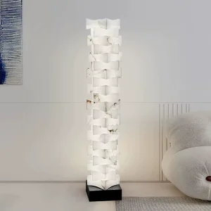 Spanish Marble LED Floor Lamp for Bedroom Living Room Midcentury Modern Minimalist Designer Standing Lamp Warm Light Dimmable
