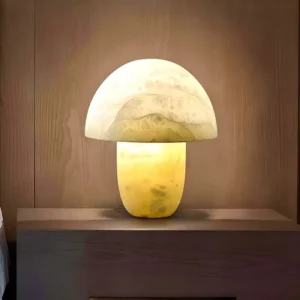 Spanish Natural Marble Modern AC Table Lamp for Hotels Villas Bedside Decor Mushroom Style LED Lights Dimmable High CRI 85