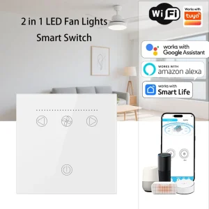 Speed Control Available Smart LED Fan Light Switches 1 Gang Remote Control Touch Panel Sensor WiFi for Alexa Smart Life