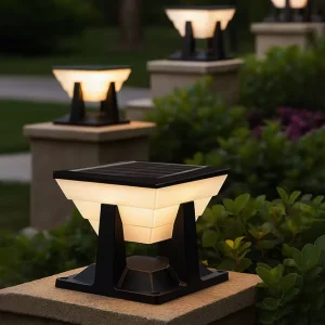 Square Battery Powered Solar Light Outdoor Pathway Lawn Tree Decor Energy Saving Front Door Solar Garden Pillar Lights