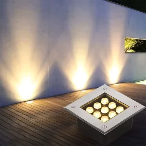 Square LED In Ground Light Recessed & Waterproof Outdoor Spotlight for Landscape & Lawn