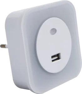 Square LED Small Night Light 0.6w Plastic 220V With USB Charge Euro Socket