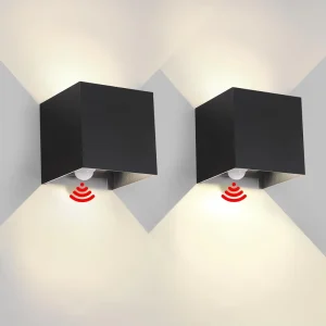 Square Outdoor LED Wall Light with Motion Sensor for Garden and Yard