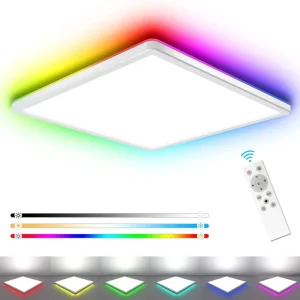 Square White Slim RGB LED Recessed Ceiling Light for Bedroom and Bathroom