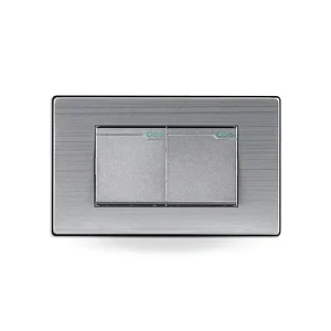 Stainless Steel Frame Panel US Standard 2 Gang 1 Way Wall Switch Double Light Switches Grey Color 118 Type