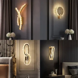 Stainless Steel K9 Crystal Wall Lamps Interior Luxury Decorative Light Bedroom Bedside Living Room Corridor LED Wall Light