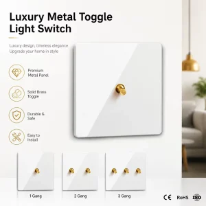 Stainless Steel Panel White Metal Thin Rod Gold Retro Antique Design British Vintage Style Wall Switch Socket