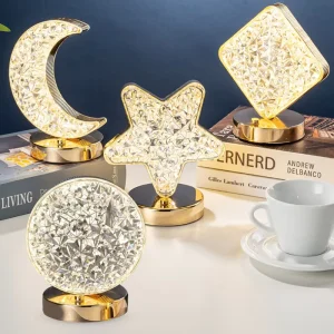 Star Moon Heart LED Touch-Control Night Light Warm White Bedside Table Lamp USB Rechargeable