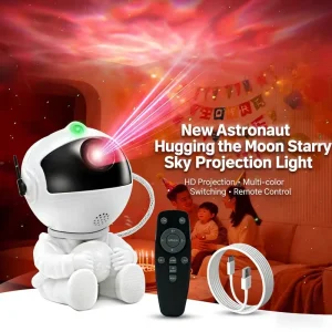 Star Projector Galaxy Bedside Lamp ABS Astronaut LED Night Light for Kids’ Room