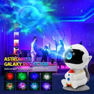 Star Projector Lamp Plug in Remote Sound Activated APP Adjustable 7 Color Changing LED Night Light for Baby’s Bedroom Kids’