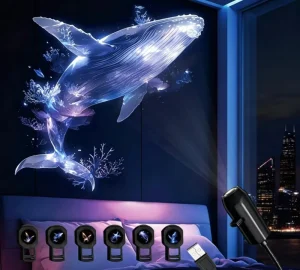 Star Projector Night Light with USB Romantic LED Small Night Light Bedroom Atmosphere Projection Decoration