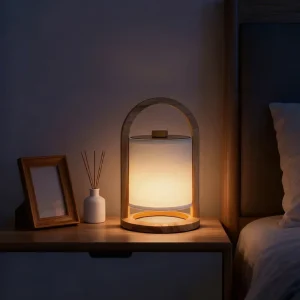 Stepless Dimming LED Night Light Rechargeable Rotary Control Bedside Lamp Eco Friendly Wood Construction Eye Caring Lamp