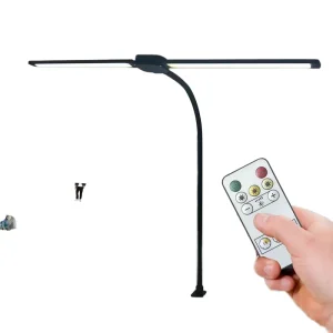 Strong Brightness Double Head Desk Lamp Goose Neck Arm Black White Metal Clamp Light Eye Protection Study Office LED DC
