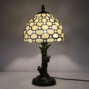 Style 8 Inch LED Table Lamp with Stained Glass Beads Shade for Living Room