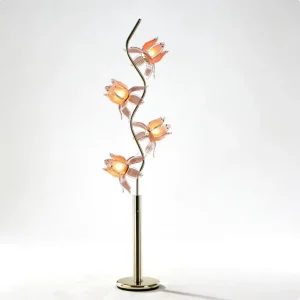 Stylish Lotus Shaped LED Floor Lamp E26 Art Iron Glass Flower Modern Standing Light for Home Study Living Room Garden