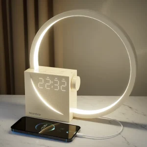 Sunrise Alarm Clock USB-Charging LED Bedside Lamp Touch Control White ABS and Metal Shade