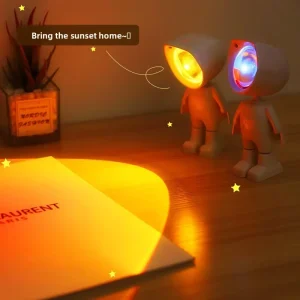Sunset Robot Night Light USB Powered Touch Sensitive Dawn Projection Lamp