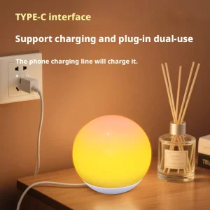 Sunset Warm White LED Night Light with Remote Control, Battery Power, and PC Material