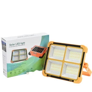 Super Bright Portable Solar LED Floodlight High Power IP65 Rated Rechargeable Camping Light for Garden Outdoor Use Plastic Body