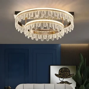 Surface-Mounted Dimmable Crystal LED Ceiling Light for Bedroom and Living Room