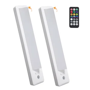 Swivel Motion Sensor Wardrobe Light Bar, 12 Inch, 1000mAh Rechargeable RGB LED, Dimmable Cabinet Light