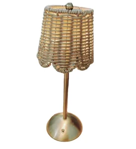 Synthetic Rattan Hotel Table Lamp Rechargeable Dimmable Touch Control LED Desk Lamp with Rattan Shade Battery Powered for Home