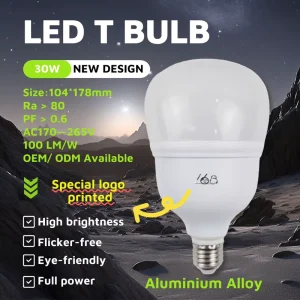 T-Shaped LED Bulbs with SKD Raw Material Parts 30W 40W 50W 60W E27/E40