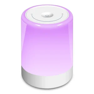 T1 Wood Grain LED Night Light USB Rechargeable Color-Changing Touch Sensor Bedside Lamp