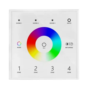 T14 Wall Mounted Touch Panel Controller 5A*4CH 20A 4 Channel Output Led RGBW Controller 2.4GHz RF Wireless Dimmer on Off Switch
