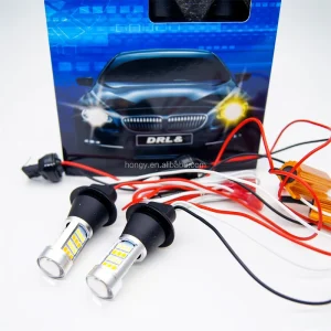 T20 42SMD Dual Color Turn Signal LED SMD 2835 Reversing Light 10W DRL White Yellow 1156 7440 3156 Switchback LED Bulb