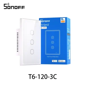 T6 120 Matter TX Gen2 US Smart Touch Wall Switch with Detachable Relay and Adjustable Night Locator