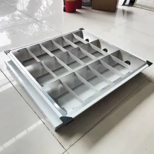 T8 Recessed Grille Panel Light Fixture 3-Bulb 5000K Daylight for Office and Hospital